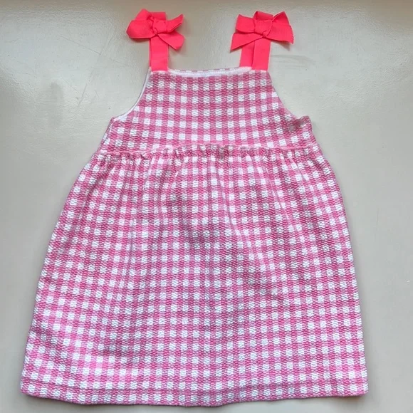 zara pink checkered dress ZARA GINGHAM CHECK DRESS WITH BOWS Pink / White XS